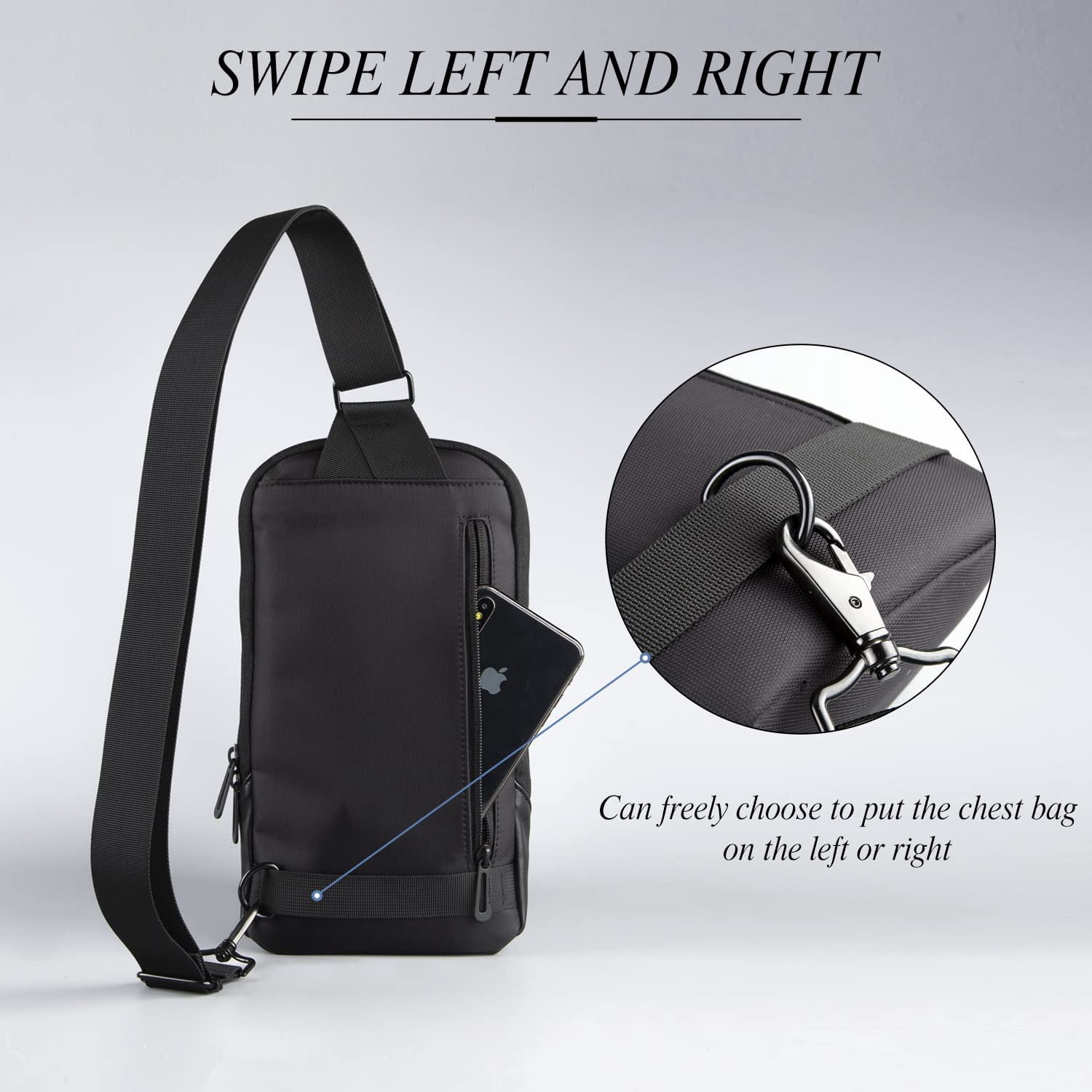 Kingsons Waterproof Polyester Fabric Sling Backpacks with Adjustable Strap, 7 Inch Laptop Compartment, Black