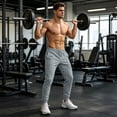 thumbnail image 6 of Men's Slim Jogger Pants Casual Tapered Drawstring Elastic Waist Jogging Sweatpants Running Exercise Gym Workout Athletic Pants with pockets Light Gray XL, 6 of 7