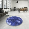 thumbnail image 4 of Ahgly Company Machine Washable Indoor Round Transitional Sky Blue Area Rugs, 5' Round, 4 of 7