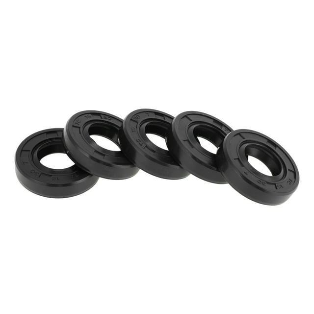 Sello de aceite universal Unique Bargains TC de doble labio con resorte de acero, anillo de sello de eje rotativo 15x30x7mm, caucho NBR negro de alta presión, 5 Pcs