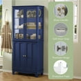 thumbnail image 6 of HLR 72 " Freestanding Kitchen Pantry Storage Sideboard,Glass Display Cabinet with Doors, Navy Blue, 6 of 9