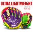 thumbnail image 4 of Franklin Sports Meshtek Kids Teeball Glove + Ball Set, 9.5 in, Purple/Pink/Yellow, Right Hand Throw, 4 of 7