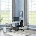 thumbnail image 4 of Vanity Art Modern Convertible L Shaped Swivel Rotation Corner Computer Desk with Shelves for Home Office MLT1001OF-WT, 4 of 7