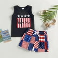 thumbnail image 2 of Toddler Baby Boy 4th of July Outfit Sleeveless Tank Tops Flag Stars Stripe Print Shorts Independence Day Clothes, 2 of 7
