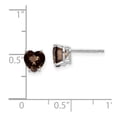 thumbnail image 2 of 14k White Gold Polished Post 6mm Love Heart Smokey Quartz Earrings 7x7mm Wide Stud Earring for Women, 2 of 2