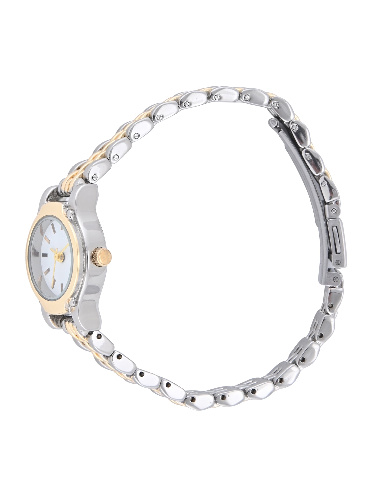 No Boundaries Adult Female Twotone Mini Round Case Watch with Matching Link Bracelet.