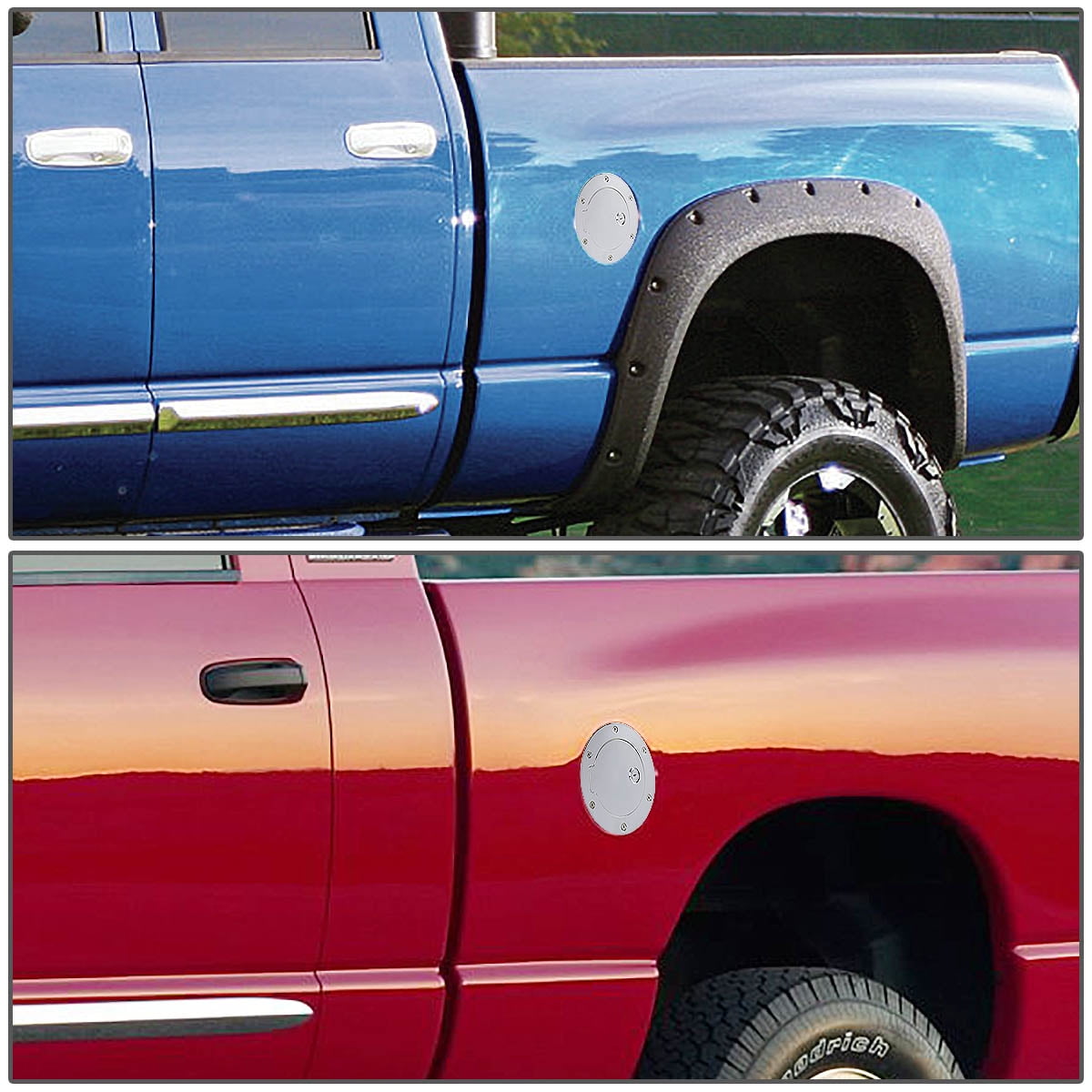 For 09-16 Dodge Ram 1500//2500//3500 DNA Motoring GD-K303-CH Fuel Gas Tank Door