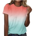 thumbnail image 6 of Ichuanyi Womens Summer Tops Trendy Gradient Color Print Short Sleeve Tshirts Shirts Crew Neck T Shirts Fashion, 6 of 7