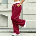 thumbnail image 5 of Dagugfen Sweatpants for Women Drawstring Straight Leg Elastic Waist Loose Fitted Breathable Casual Pants with Pockets(XL,Wine), 5 of 7