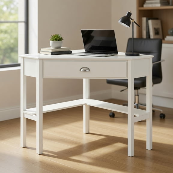 Spaco Corner Wooden Piece Laptop Computer Desk-White, Office Desk, Gaming Computer Desks for Study,Working,Writing