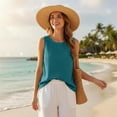thumbnail image 7 of IMENGL Women's Tank Tops Soft Round Neck Linen Blouse Casual Sleeveless Slim-Fit Camisole for Women,M-XXXL, 7 of 7
