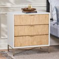 thumbnail image 6 of Eli 34 Inch 3 Drawer Small Dresser Nightstand, Corrugated Panels, White, Gold- Saltoro Sherpi, 6 of 6