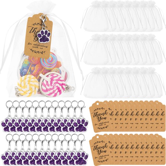 Set de obsequios Ecation Dog Paw Party, 74 unidades con llaveros