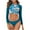 Blue, variant on Jamicy 2 Piece Bathing Suits Bikinis for Women 2025 New Women's Fashion Pattern Long Sleeve Tankini Sets Upf 50+ Rash Guard Swimsuit Sun Block Swimwear