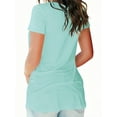 thumbnail image 6 of Liher Women Basic Tshirts Loose Fit Dressy Tops Short Sleeve V-Neck Blouse Green Summer Tee Clothes Size XXL, 6 of 6