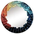 thumbnail image 2 of Designart "Contrasting Cadence Hardedge Art wall art II" Abstract Round Wall Mirror - Modern Oval Printed Decorative Oversized Mirror - Multiple Color Options, 2 of 4