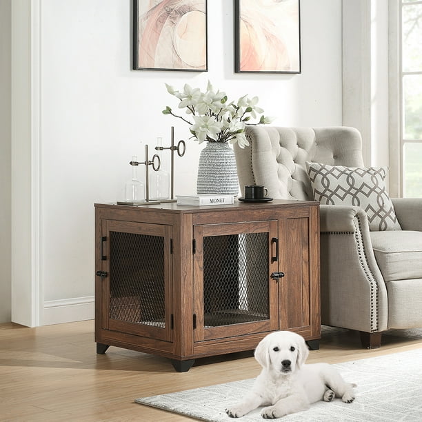 Unipaws Dog Crate Furniture, Dog Kennel End Table Furniture, Wood Dogs