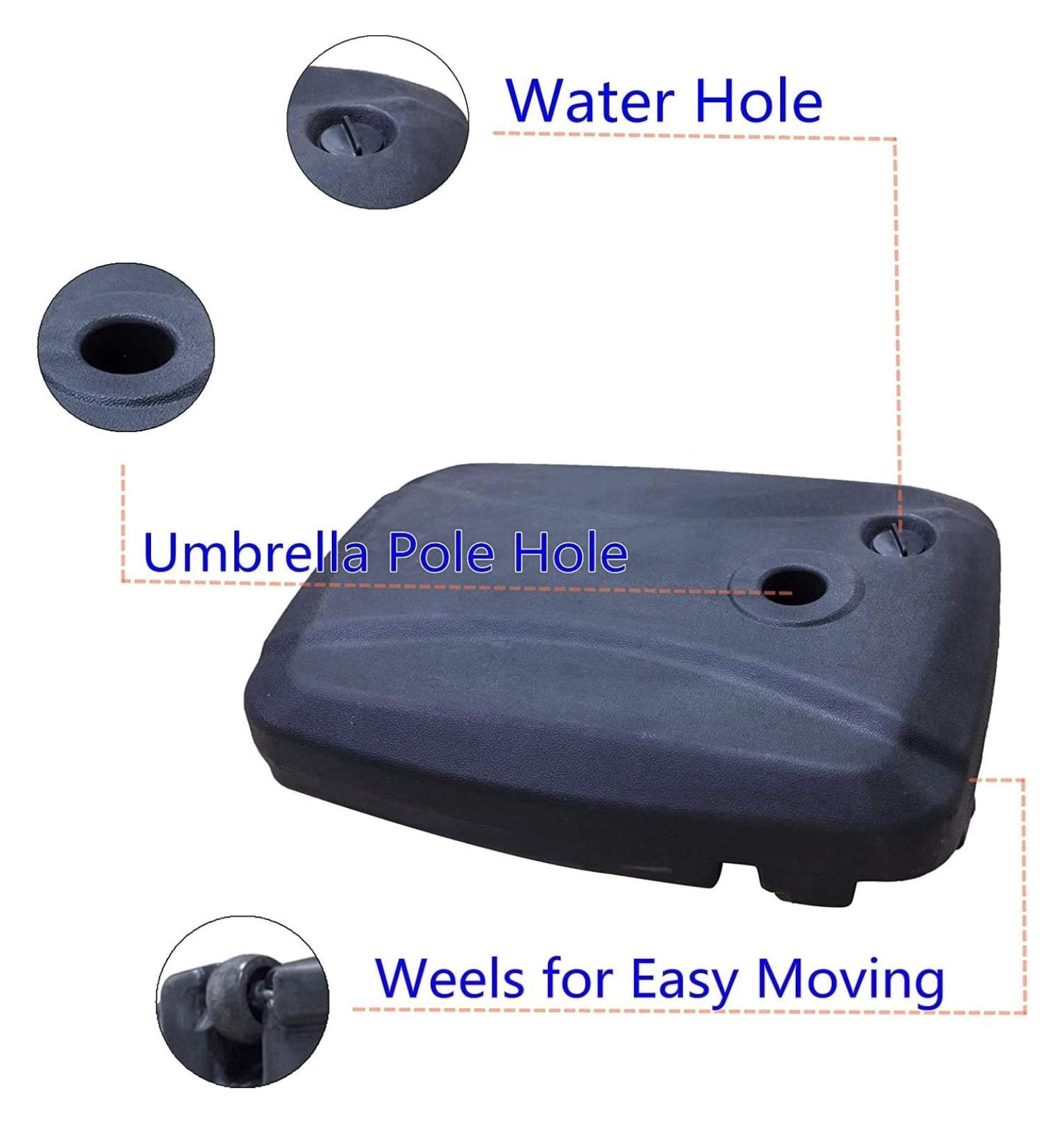Patio Umbrella Base Outdoor 150 LB Weight Water Filled Plastic Stand Matching Cantilever Sun Umbrella Suit for Outside Deck Porch Garden Lawn, Black (Big-70L)