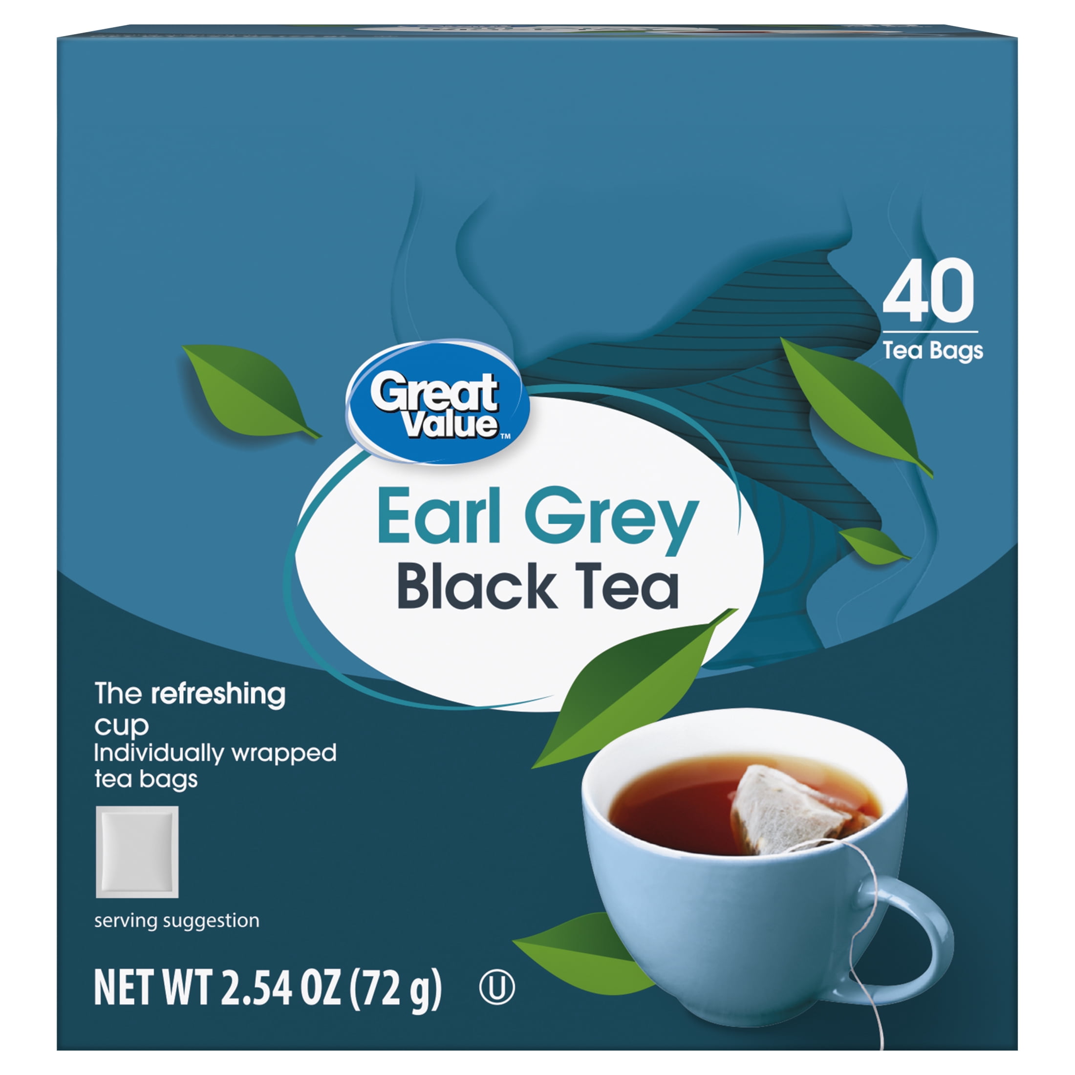 Great Value Earl Grey Black Tea Bags, 2.54 oz, 40 Count