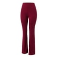 thumbnail image 4 of EDFBUYKRS Female Women Pants Casual Baggy Cargo Pants Women Petite Women's Elastic High Waist Flared Bottom Ribbed Knit Yoga Pants S, 4 of 9