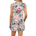 thumbnail image 5 of Iaqnaocc 2 Piece Sets for Women Dressy Casual Short Sets for Women Vintage Floral Print Square Neck Tank Top and Shorts Summer Outfits Beach Vacation Outfits for Women Dark Purple 3XL, 5 of 5