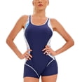 thumbnail image 2 of Traje de baño de una pieza para mujer, cuello en U, ahuecado, teñido anudado, costura, traje de baño con almohadilla en el pecho, azul purpúreo S, 2 of 8