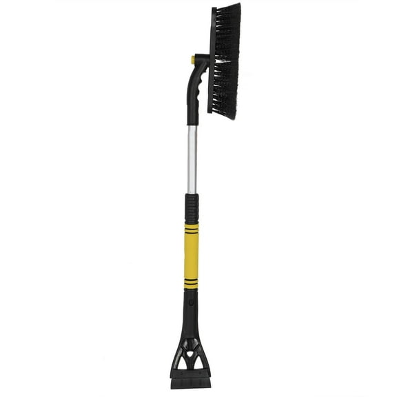 BIMZUC 3-in-1 Extendable Car Snow Brush, Ice Scraper and Snow Shovel with Telescopic Handle, Winter Vehicle Cleaning Tool, Yellow