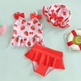 thumbnail image 2 of CAUYDY Baby Girls Swimsuit 2Pcs Sets Girls Infant Bathing Suit Tankini Kid Girls' Swimwear Summer Beach 3-24 Months 1T 2T 3T 4T 5T Girls Bikini Set with Hat(D09-Red,18-2 Months), 2 of 6