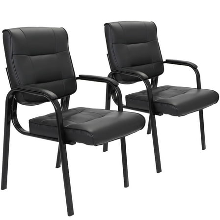 ZOPan 2 Pack Leather Guest Chair Black Waiting Room Office Desk Side Chairs Reception