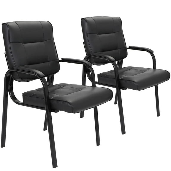 ZOPan 2 Pack Leather Guest Chair Black Waiting Room Office Desk Side Chairs Reception