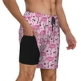 thumbnail image 2 of Naloa Cute Watermelon Flamingo Print Men Swim Trunks with Compression Liner ,Board Shorts,Men's Swim Shorts with Drawstring and Elastic Waistband-Small, 2 of 6