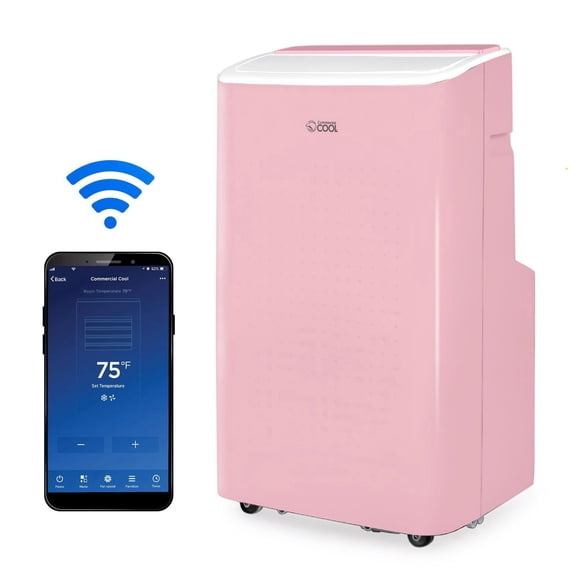 Commercial Cool Climatiseur portable intelligent ASHRAE 128, 9 000 BTU, 6 350 BTU SACC/CEC, rose