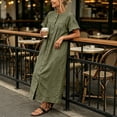thumbnail image 6 of ClodeEU Women's Crew Neck Short Sleeve Maxi Dress with Pockets,Casual Loose Summer Vacation Dress Army Green,Women's Plus L, 6 of 7