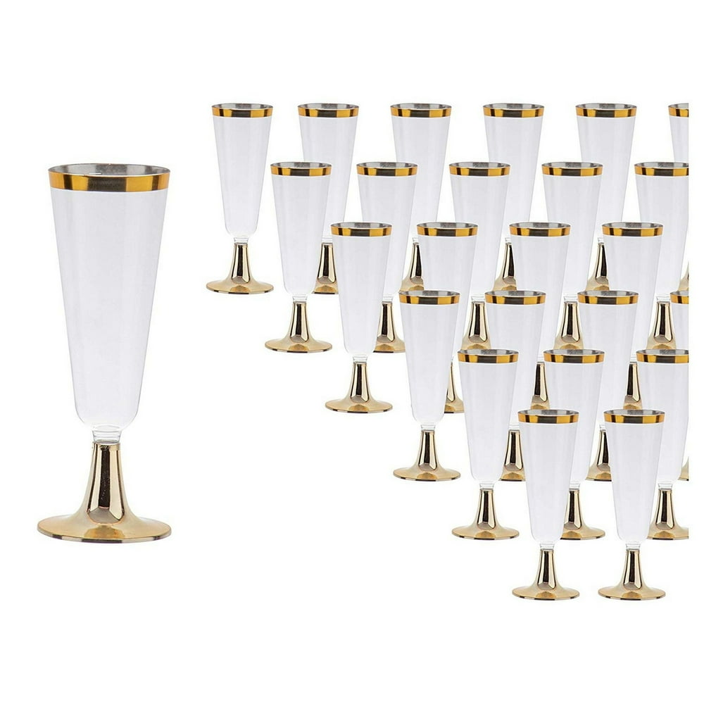 plastic champagne flutes nearby