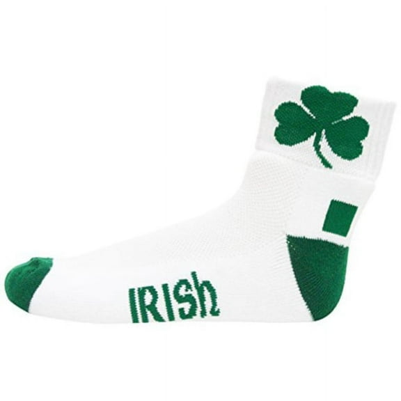Irish St Patrick's Day White Quarter Green Heel & Toe Socks - Donegal Bay - Unisex - One Size - Quarter