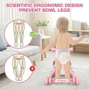 XUEYU Toddler Learning Table Infant Musical Learning Walker with Rolling, Pink Baby Activity Center, Learn to Walk Sit to Stand, 1 Count