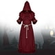 thumbnail image 5 of Túnica de monje y sacerdote medieval con capucha, capa de disfraz de Halloween para cosplay para hechicero, talla M (rojo oscuro), 5 of 5