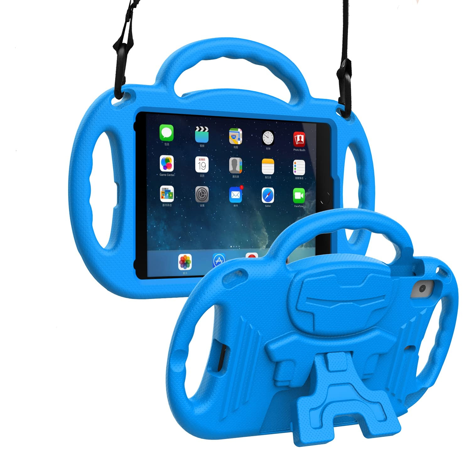 SUPNICE Kids Case for iPad Mini 5/4/3/2/1 (7.9 inch), Shoulder Strap Shockproof Handle Friendly Convertible Stand Kids Case for iPad Mini 5th (2019),4th, 3rd, 2nd, 1st Generation-Blue