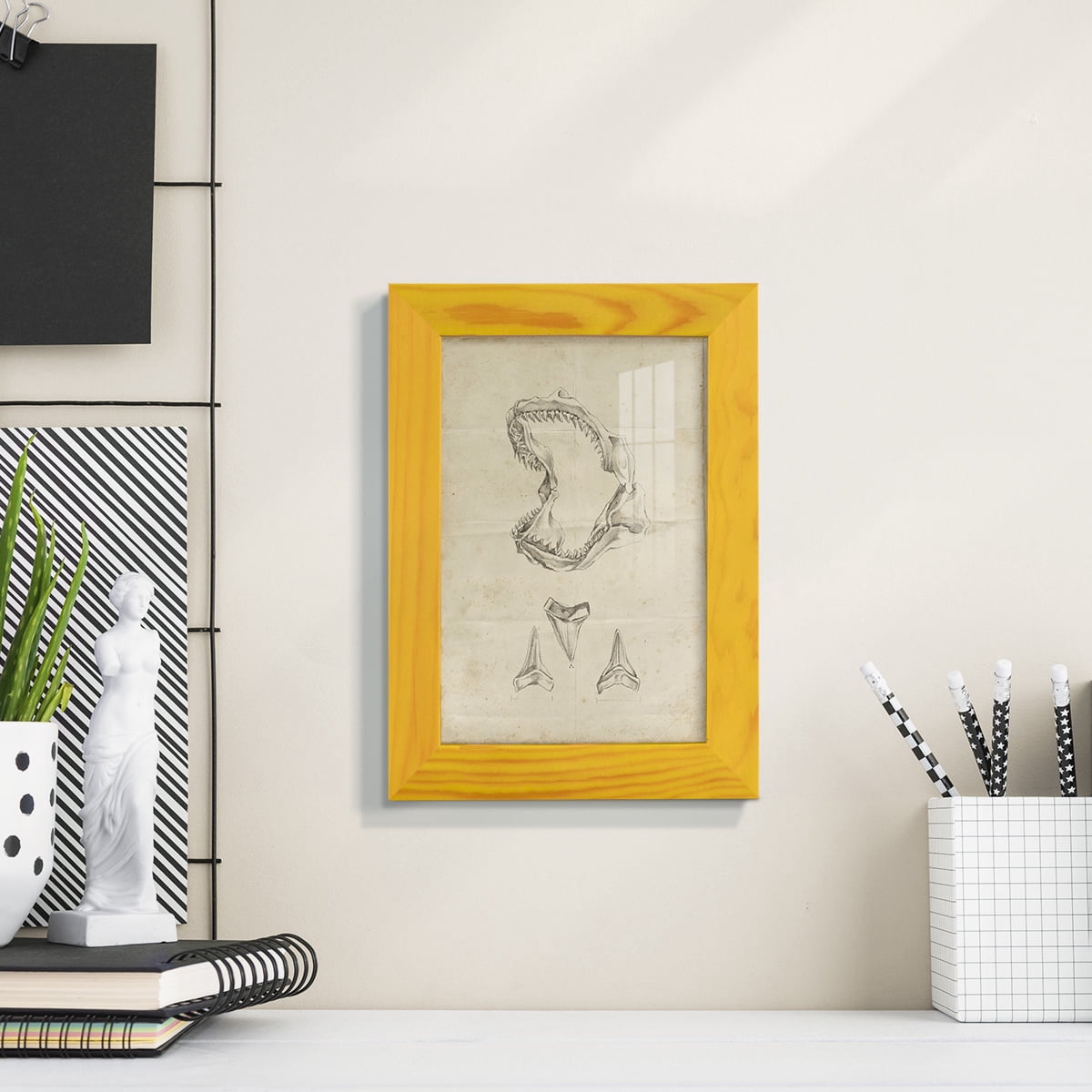 Shark Study II - Framed Print w/glass - Sunflower Yellow