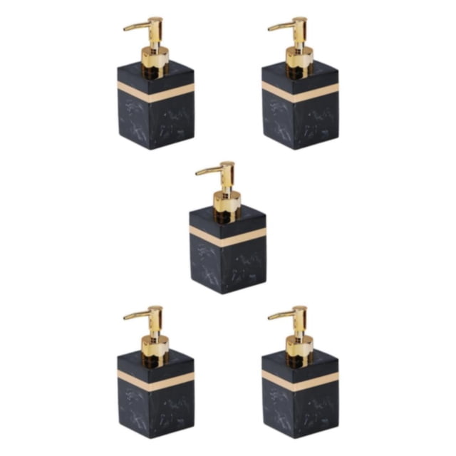 Ruiboury Distributeur de Savon en Résine Réutilisable pour Table Cuisine Douche Shampoing Salle de Bain Noir 250ml 5Ensemble