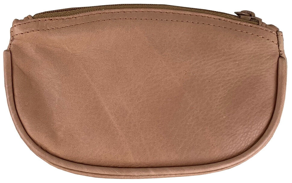 Tan Leather Full Size Tobacco Pouch with Zipper Holds 2 oz Pipe Tobacco