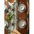 thumbnail image 3 of Table Runner 72 Inches Long for Kitchen Dining, Brown Texas Star Teal Dresser Scarf Farmhouse, Dining Table Decorations for Wedding/Parties, Vintage Country Star Turquoise Wooden 16 x 72 In, 3 of 8