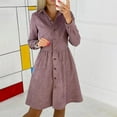 thumbnail image 2 of Outfmvch Sweater Dress Long Sleeve Dress for Women Homecoming Dresses Elegant Dress Long Sleeved Single Breasted Shirt Dress Corduroy Solid Dress Long Button Warm Dress Renaissance Dress a Purple 2xl, 2 of 9