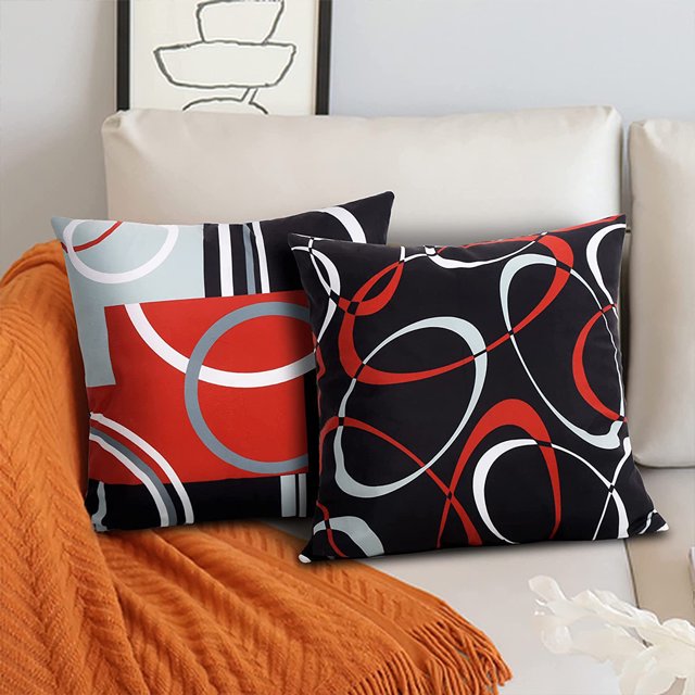 VONKY Red And Black Decorative Cushion Cover Add Of Color To Home Decor Breathable Polyester Stylish W0081-17