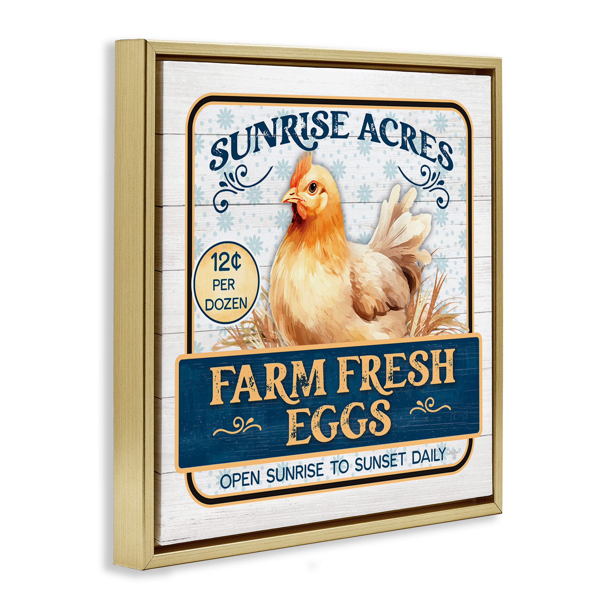 Stupell Industries Farm Fresh Eggs Animals & Insects Painting Gold Floater Framed Canvas Art Print Wall Art, 25 x 25