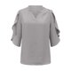 thumbnail image 4 of Nuevos tops de manga petal para mujer: blusa holgada de gasa con cuello en V y detalles plisados, mangas tres cuartos para el trabajo en verano o salidas informales., 4 of 5