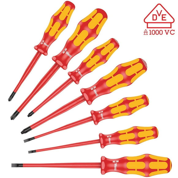 Wera Insulated Screwdriver set Kraftform Plus with Reduced Blade/Smaller Handles (7 Piece)