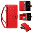 thumbnail image 7 of Wallet Lanyard Crossbody Strap Heavy Duty Case for iPhone 17 with Cash Slots Card Holder Zipper Pocket Remium PU Leather TPU Full Body Protective Kickstand Rugged Phone Cover, Red, 7 of 7