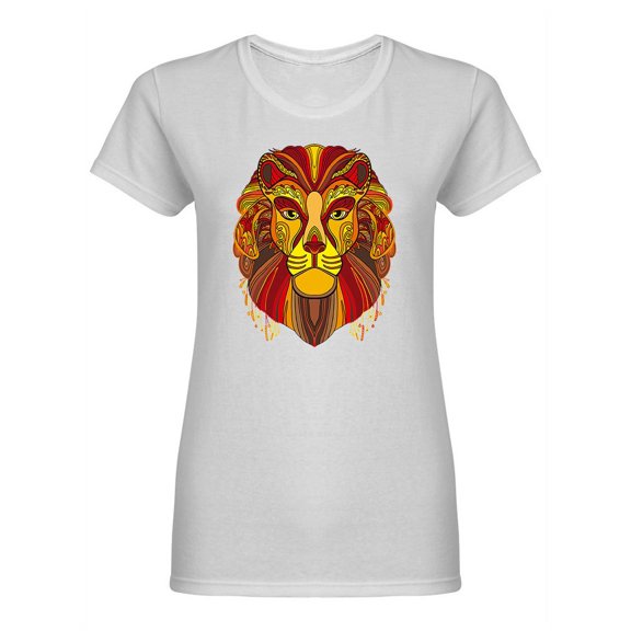 Colorful Ornamental Lion Shaped T-Shirt Women -Image by Shutterstock, Female Medium
