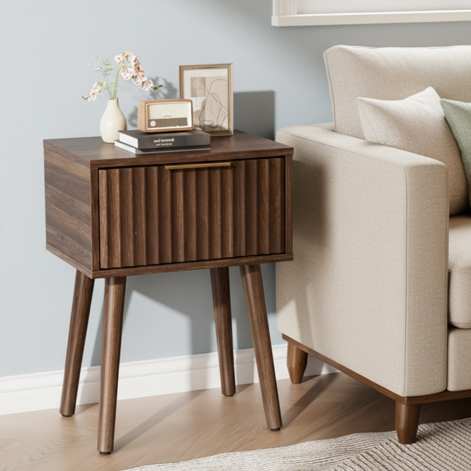 Ktaxon Set of 2 Solid Wood Nightstand,  End Table, Side Side End Table for Bedroom Furniture, Brown